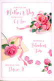 This Mother's Day card design presents a poetic arrangement of pink roses and petals that seems to capture a tender moment between mother and child. A cluster of roses in varying shades of blush and mid-pink anchors one side of the card, each bloom fully open, revealing intricate layers of petals that appear soft and velvety under the light. Smaller rose heads and loose petals are scattered across the white background, as though a bouquet has been gently shaken out or laid down after a long, affectionate embrace. The composition feels airy and spacious, allowing each bloom to breathe and be noticed, much like carefully placed stems in a hand-tied arrangement. A delicate ribbon in a muted pastel tone curls and winds through the main group of roses, its loose loops giving the impression of an effortlessly stylish gift wrap, the kind you might find on a bouquet collected from a local shop near Greenford Broadway. Flowing calligraphic text, likely offering loving Mother's Day wishes, sits among the flowers in a gentle, swirling line that echoes the curves of the petals and ribbon. Soft, diffused lighting washes over the entire card, casting no harsh shadows, instead creating a calm, comforting glow that mirrors the warmth of a quiet family morning. It feels like a card ready to be propped beside a breakfast tray or a vase of fresh roses delivered across Greenford, expressing gratitude, admiration, and the simple joy of saying Thank you, Mum in both words and flowers.